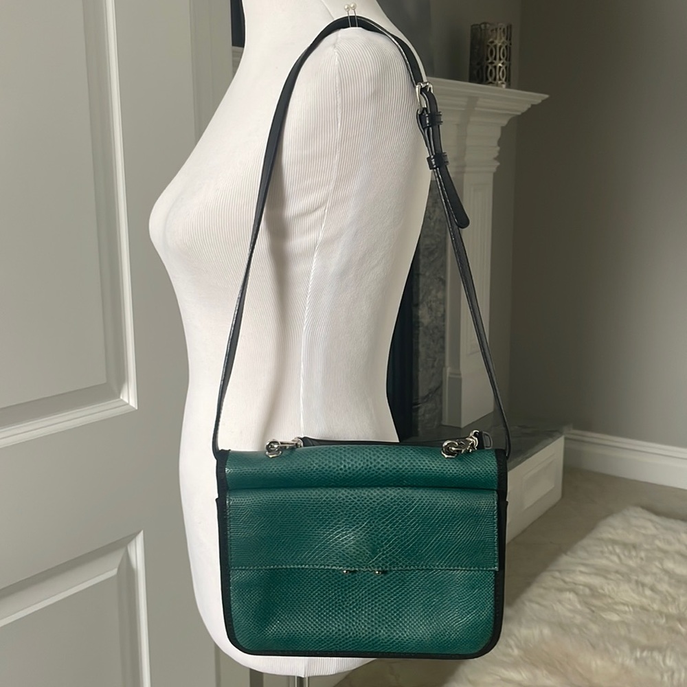 Auth Marni Trunk Shoulder bag clutch in Green Lizard